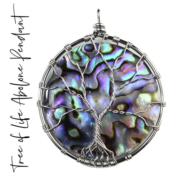 Gorgeous Abalone Shell Tree Of Life Silver Pendant - Picture 1 of 4